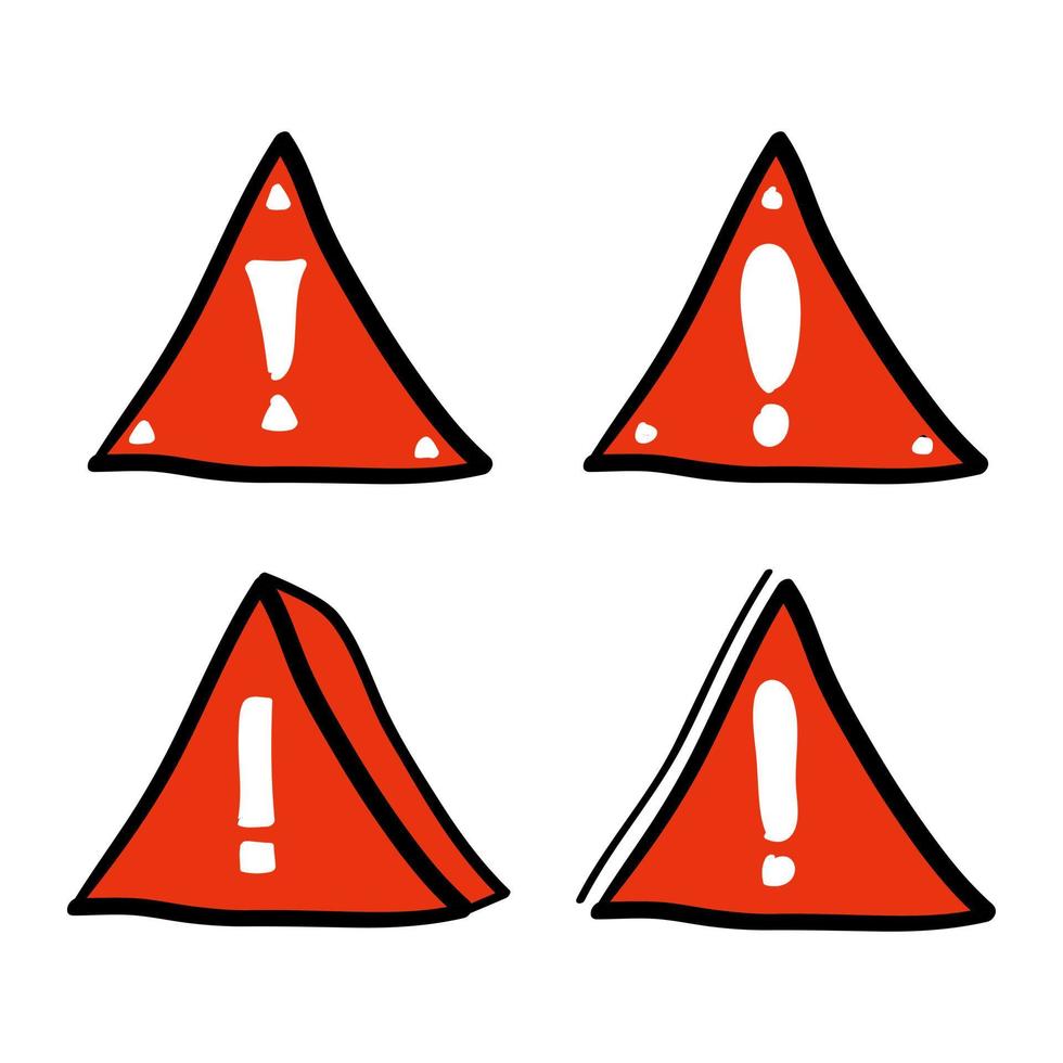 hand drawn danger sign or warning sign icon in doodle style vector