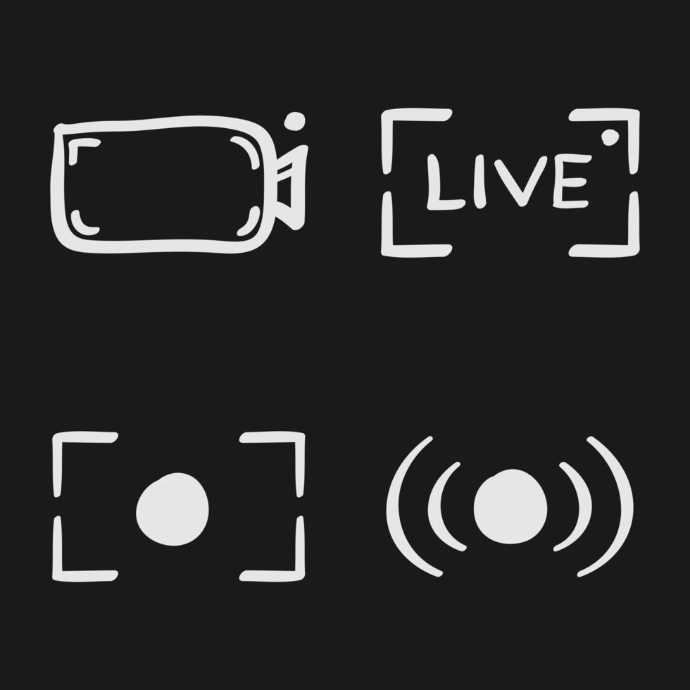 hand drawn of live streaming icon in doodle style vector