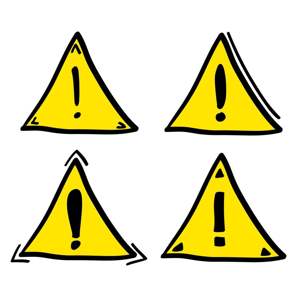 señal de peligro dibujada a mano o icono de señal de advertencia en estilo de fideos vector