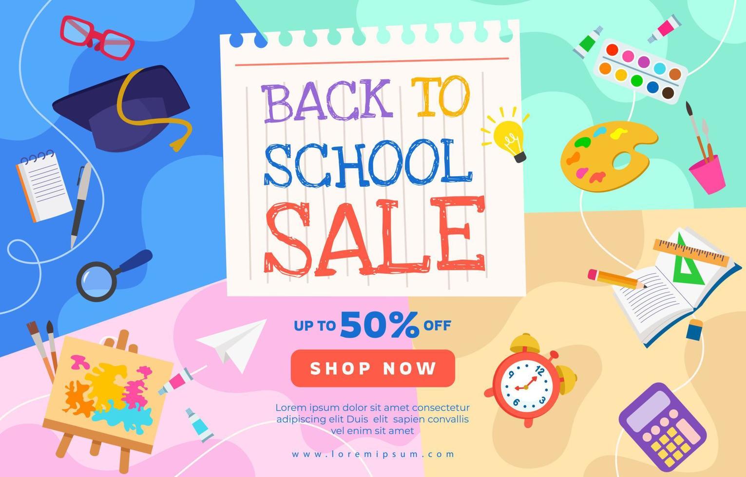 Back to School Sale Poster Template vector