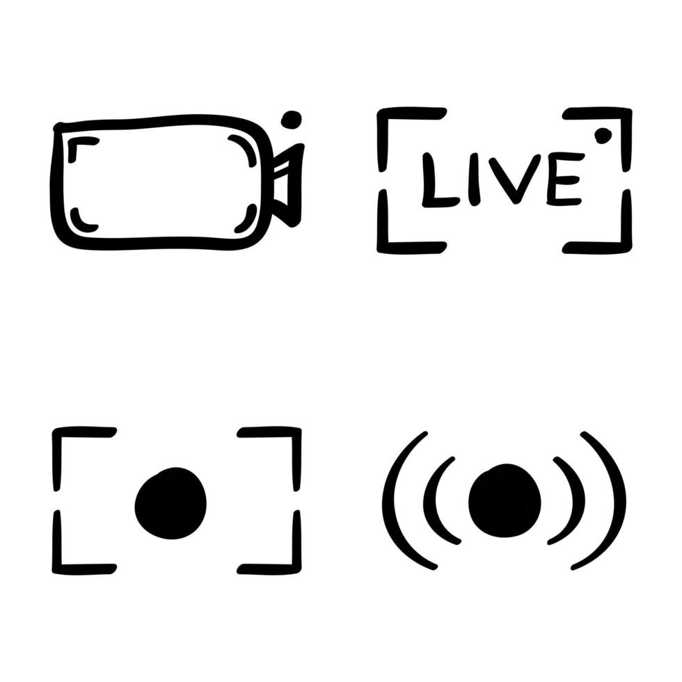 hand drawn of live streaming icon in doodle style vector
