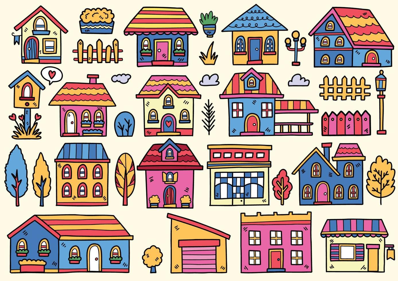 house doodle objects vector illustration for banner