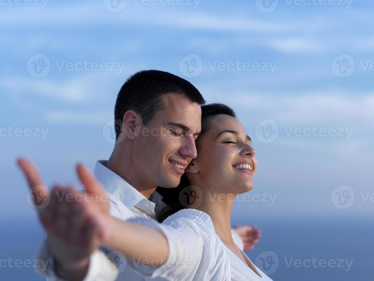 happy young romantic couple have fun arelax  relax at home photo