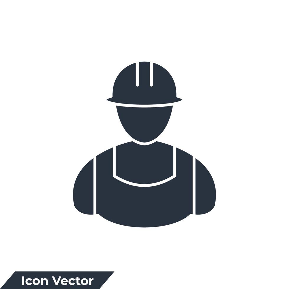 Ilustración de vector de logotipo de icono de constructor. plantilla de símbolo de trabajador de la construcción para la colección de diseño gráfico y web