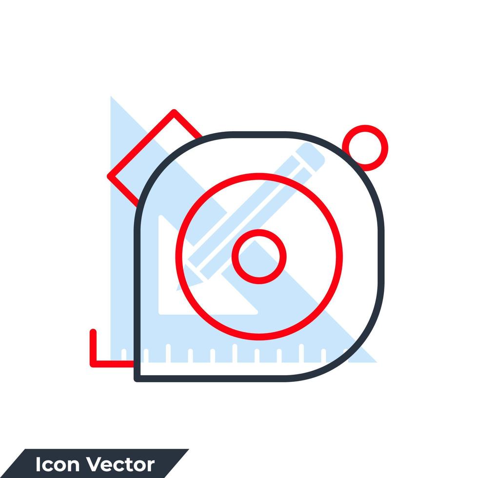 tape measure icon logo vector illustration. Measurement tape symbol template for graphic and web design collection