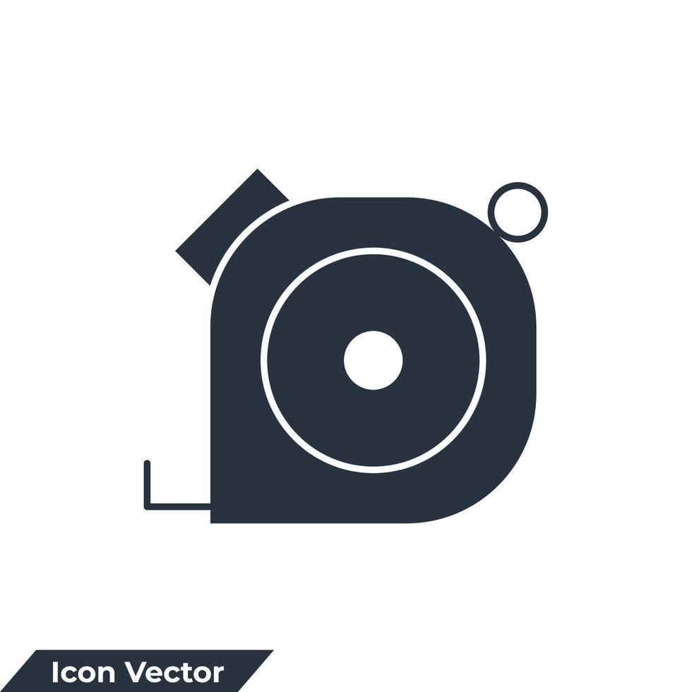 cinta métrica icono logo vector ilustración. plantilla de símbolo de cinta de medición para la colección de diseño gráfico y web