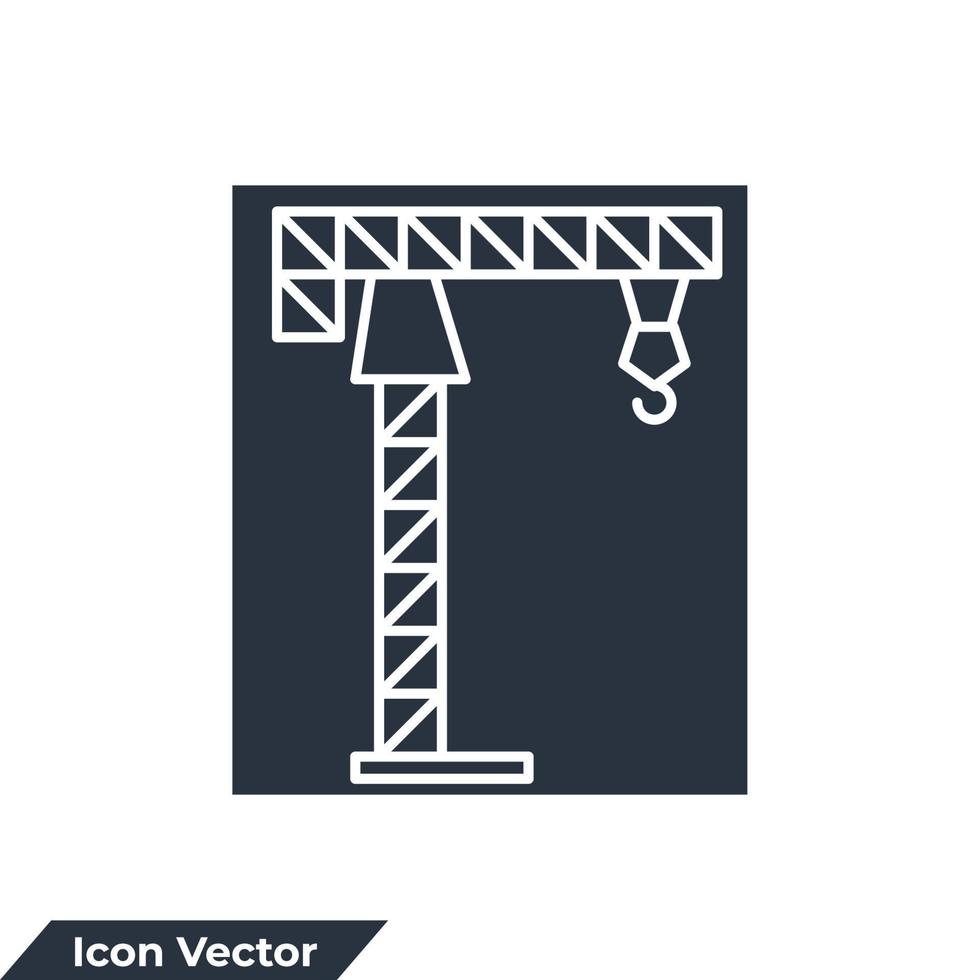 Ilustración de vector de logotipo de icono de grúa torre. plantilla de símbolo de grúa torre para la colección de diseño gráfico y web