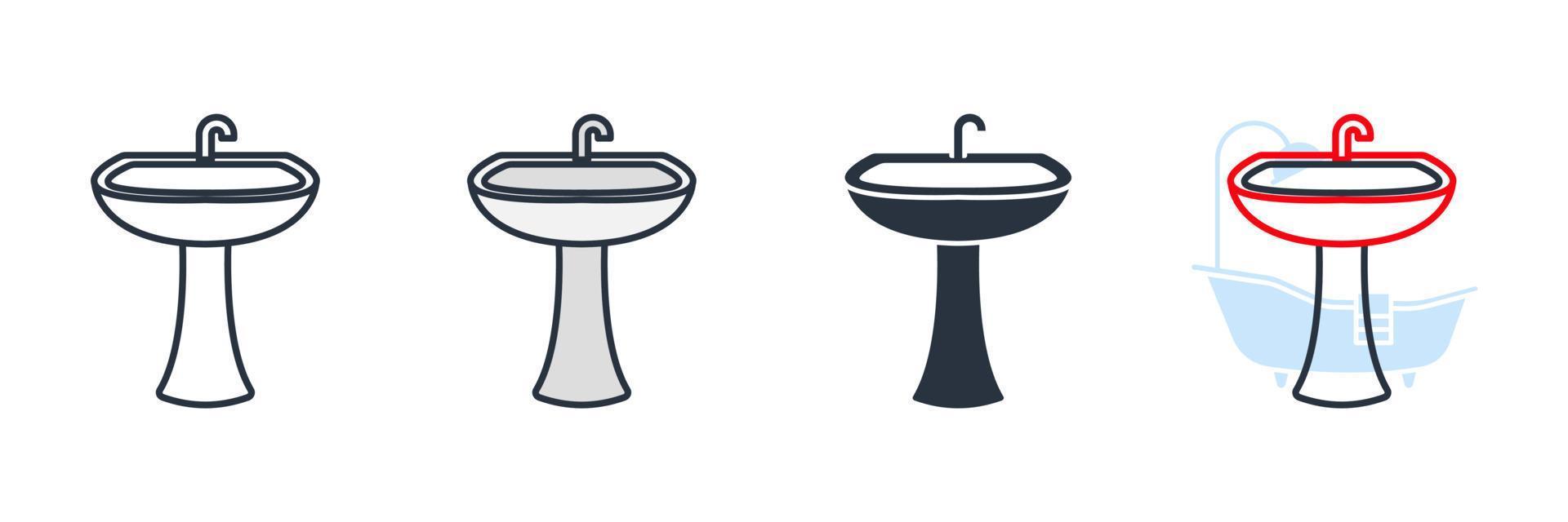 fregaderos icono logo vector ilustración. plantilla de símbolo de lavabo de baño para colección de diseño gráfico y web