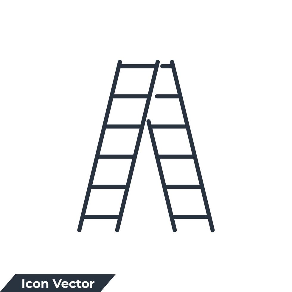 Ilustración de vector de logotipo de icono de escalera. plantilla de símbolo de escalera de tijera para la colección de diseño gráfico y web