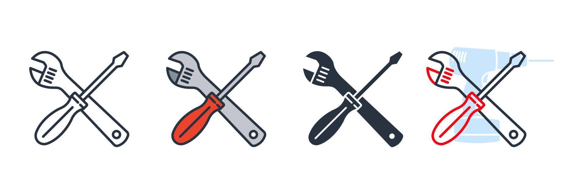 tools icon logo vector illustration. Setting symbol template for graphic and web design collection