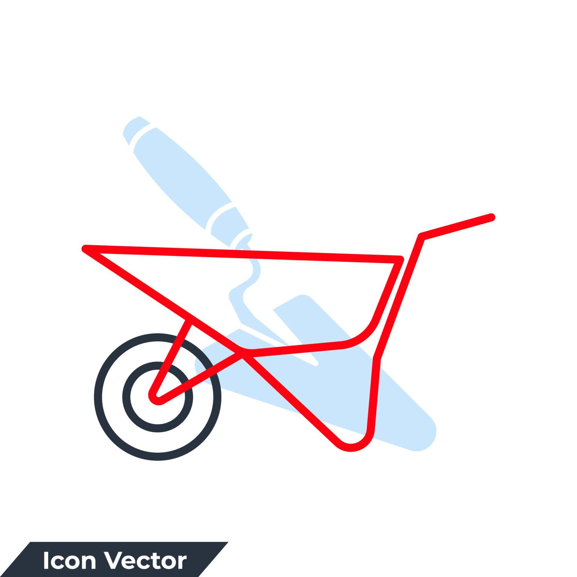 wheelbarrow icon logo vector illustration. Wheelbarrow cart symbol template for graphic and web