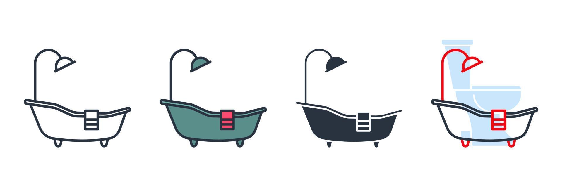 Ilustración de vector de logotipo de icono de bañera. plantilla de símbolo de signo de bañera para la colección de diseño gráfico y web