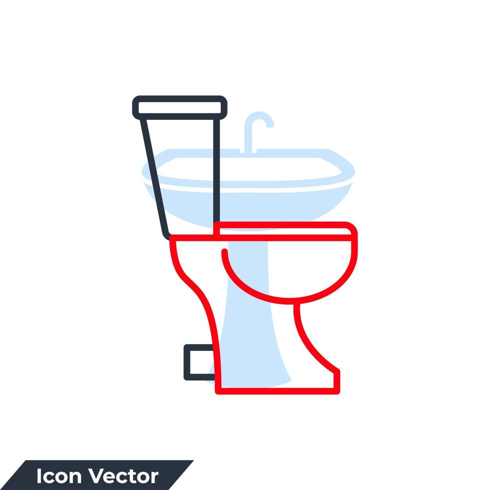 wc icono logo vector ilustración. plantilla de símbolo de signo de taza de inodoro para la colección de diseño gráfico y web