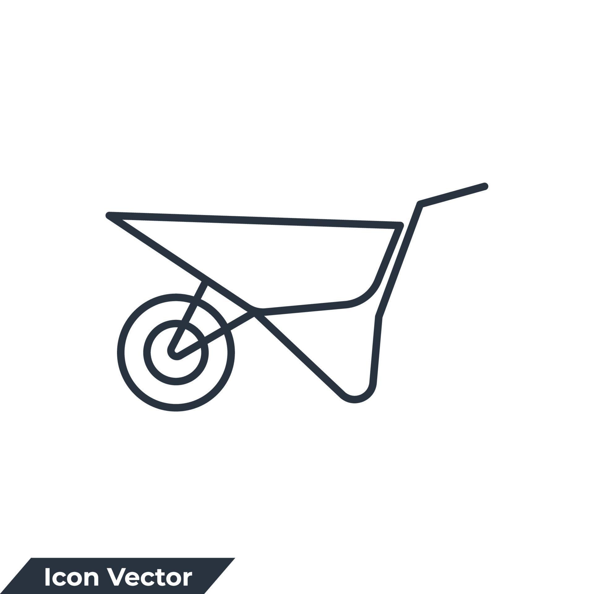 wheelbarrow icon logo vector illustration. Wheelbarrow cart symbol template for graphic and web