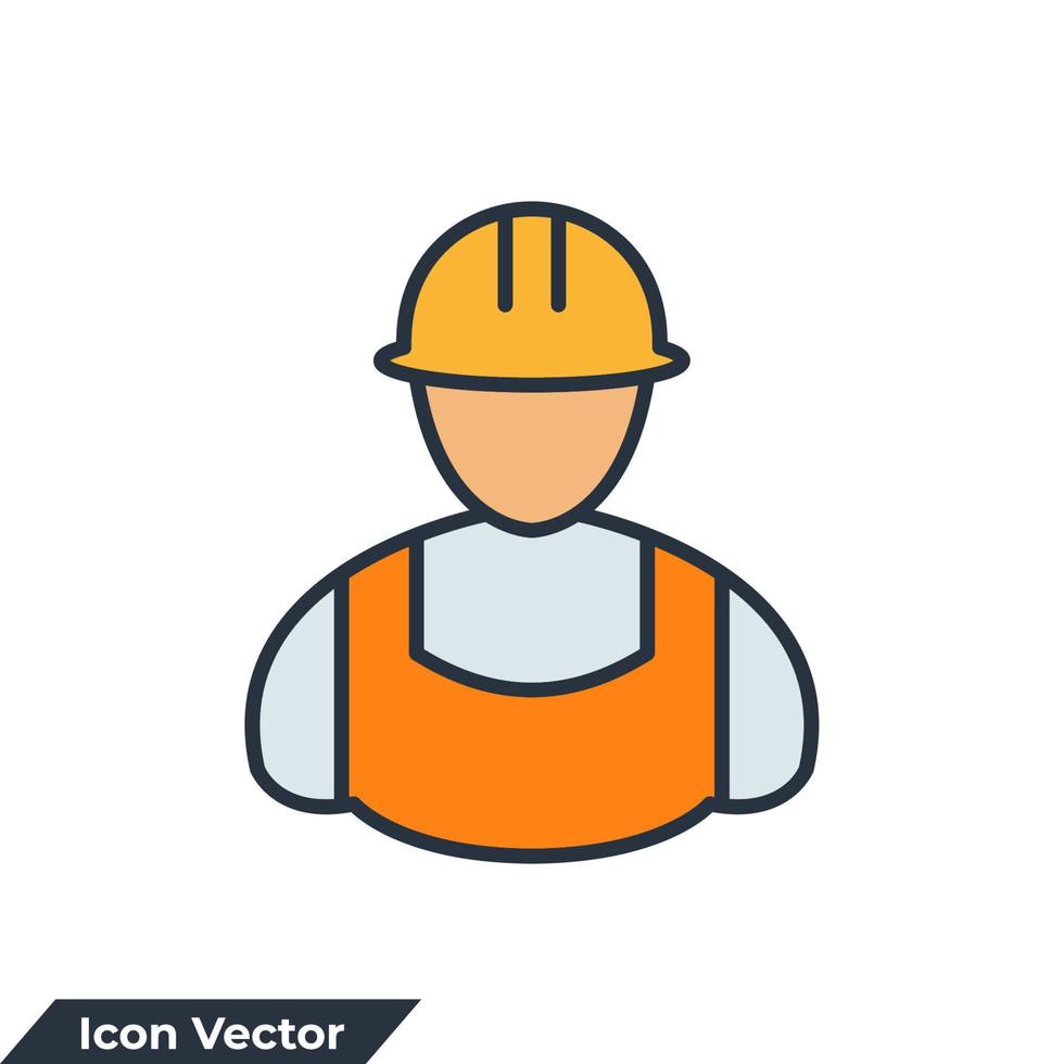 Ilustración de vector de logotipo de icono de constructor. plantilla de símbolo de trabajador de la construcción para la colección de diseño gráfico y web