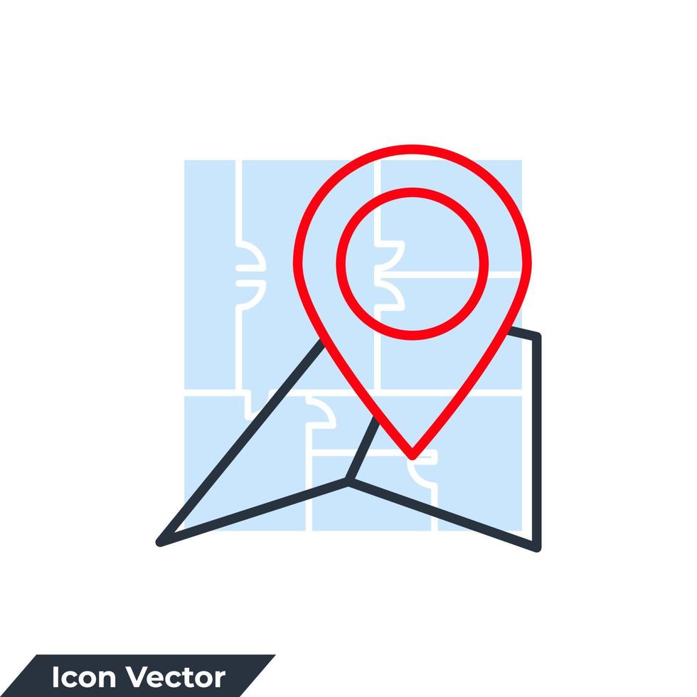 ilustración de vector de logotipo de icono de ubicación. plantilla de símbolo de mapa y punto pin para la colección de diseño gráfico y web