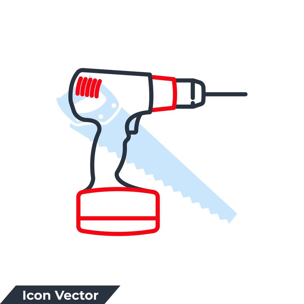 Ilustración de vector de logotipo de icono de taladro. destornillador, plantilla de símbolo de taladro eléctrico para la colección de diseño gráfico y web