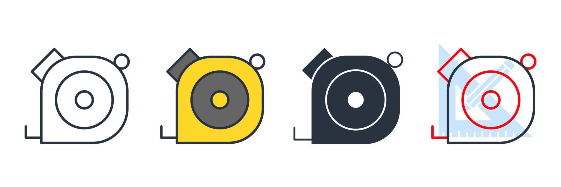 tape measure icon logo vector illustration. Measurement tape symbol template for graphic and web design collection