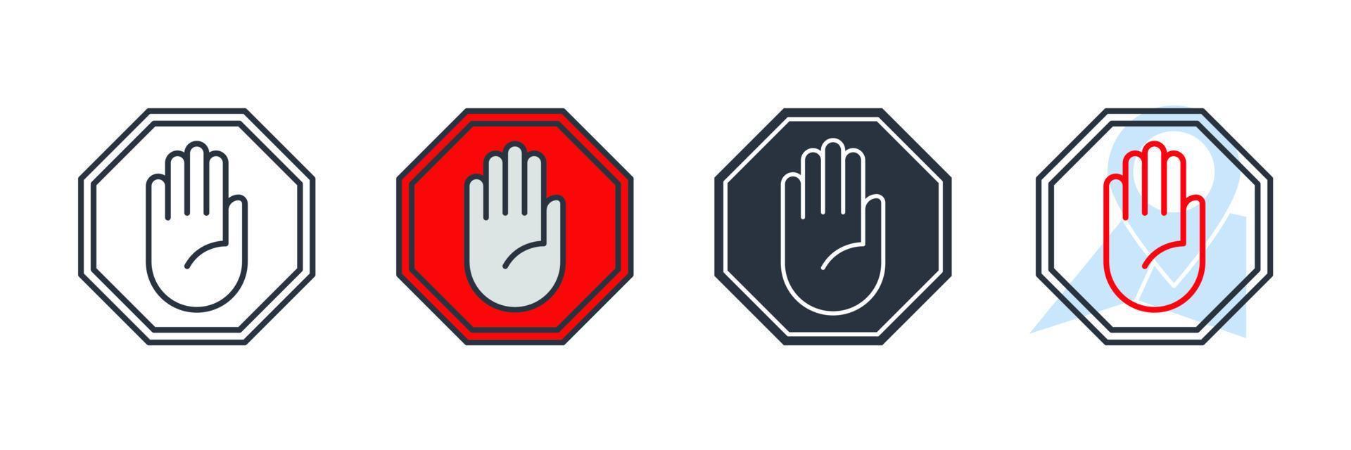 stop hand icon logo vector illustration. stop road sign with big hand symbol template for graphic and web design collection