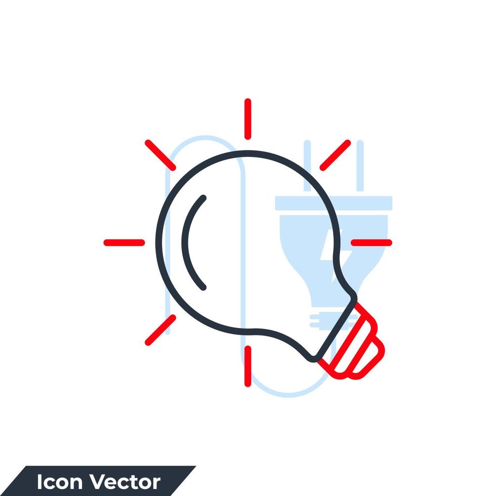 ilustración de vector de logotipo de icono de bombilla. signo de idea, solución, concepto de pensamiento. plantilla de símbolo de lámpara eléctrica de iluminación para la colección de diseño gráfico y web