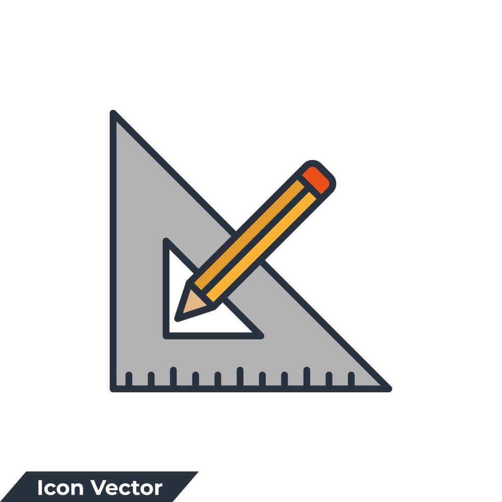 Ilustración de vector de logotipo de icono de lápiz y regla. plantilla de símbolo de lápiz y regla para la colección de diseño gráfico y web