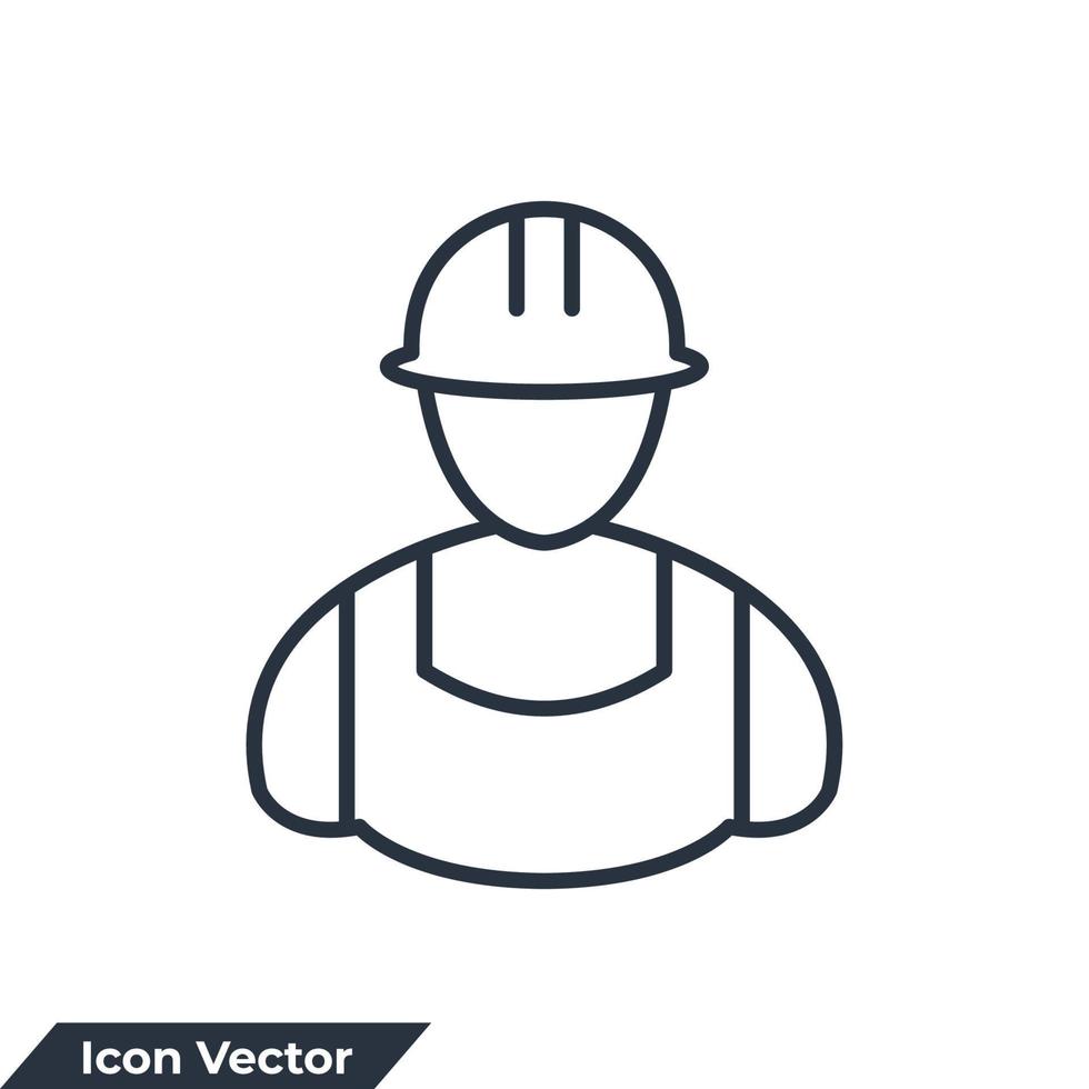 Ilustración de vector de logotipo de icono de constructor. plantilla de símbolo de trabajador de la construcción para la colección de diseño gráfico y web