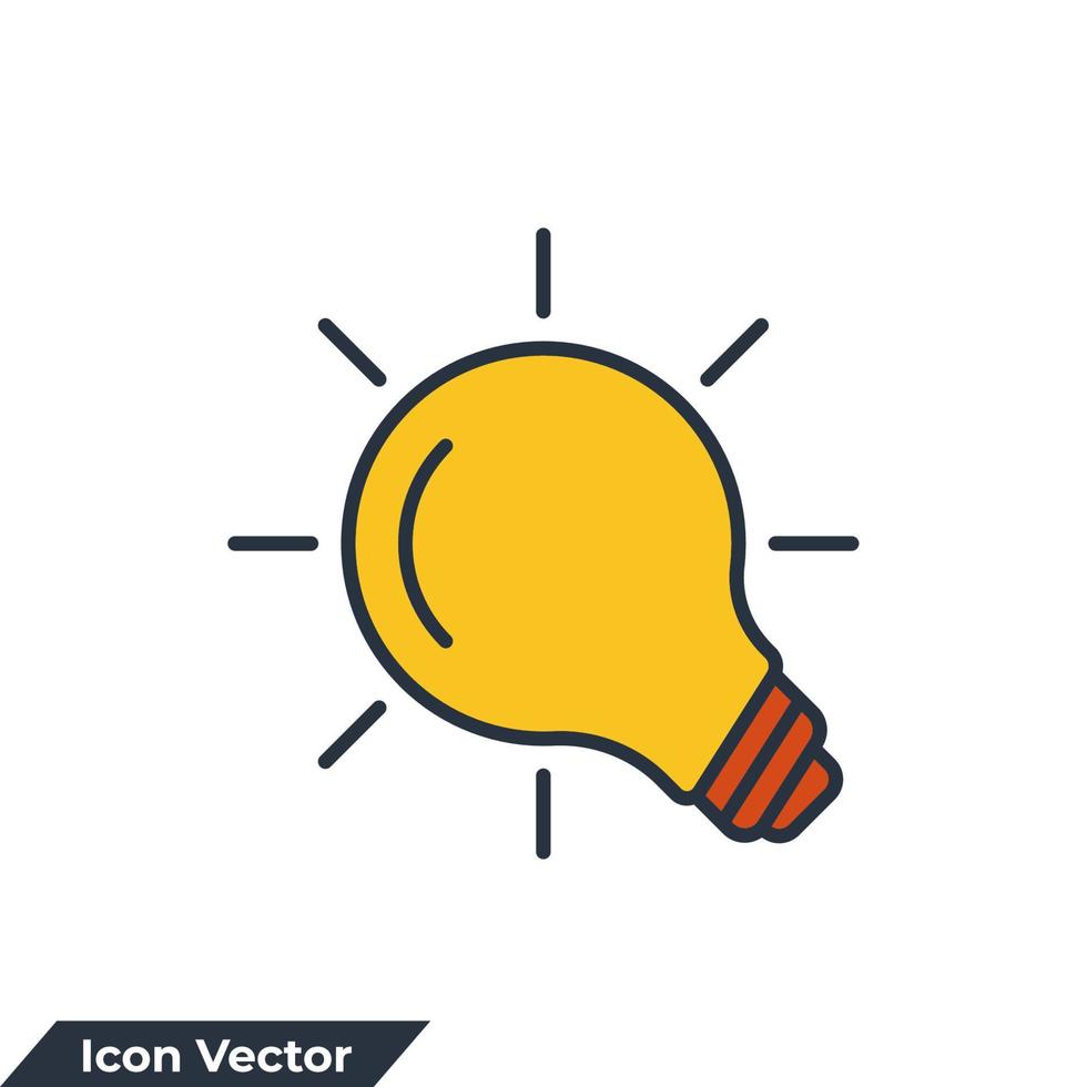 light bulb icon logo vector illustration. Idea sign, solution, thinking concept. Lighting Electric lamp symbol template for graphic and web design collection