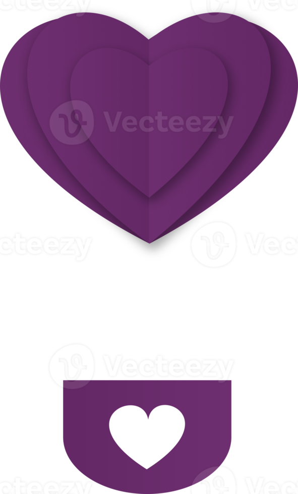 globo de aire caliente en forma de corazón púrpura, corte de papel de globo de aire caliente de corazón png