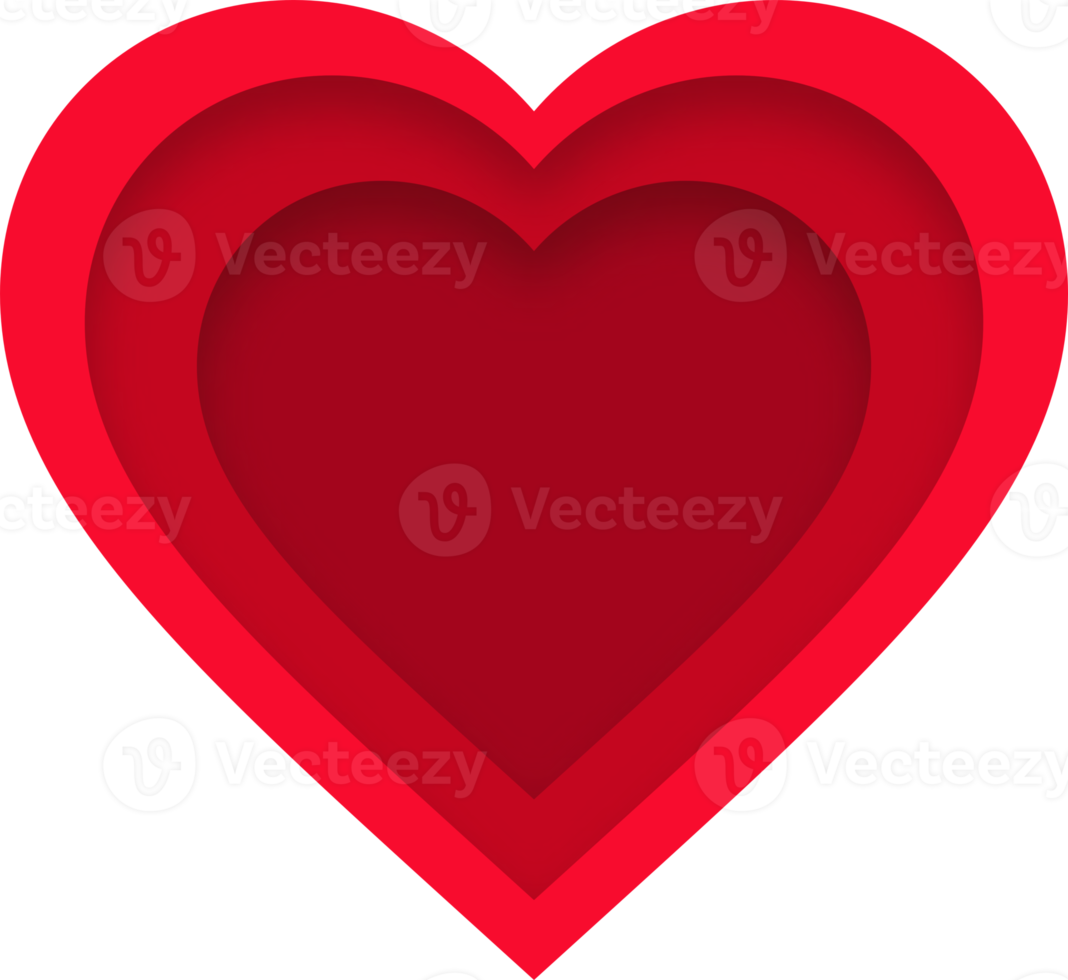 Red Heart Shape Multi Layered Paper Cut Style png
