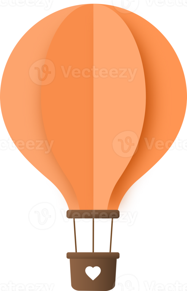 balão de ar quente de papel laranja, corte de papel de balão de ar quente png