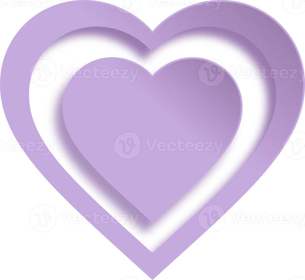 style de coeur découpé en papier violet png