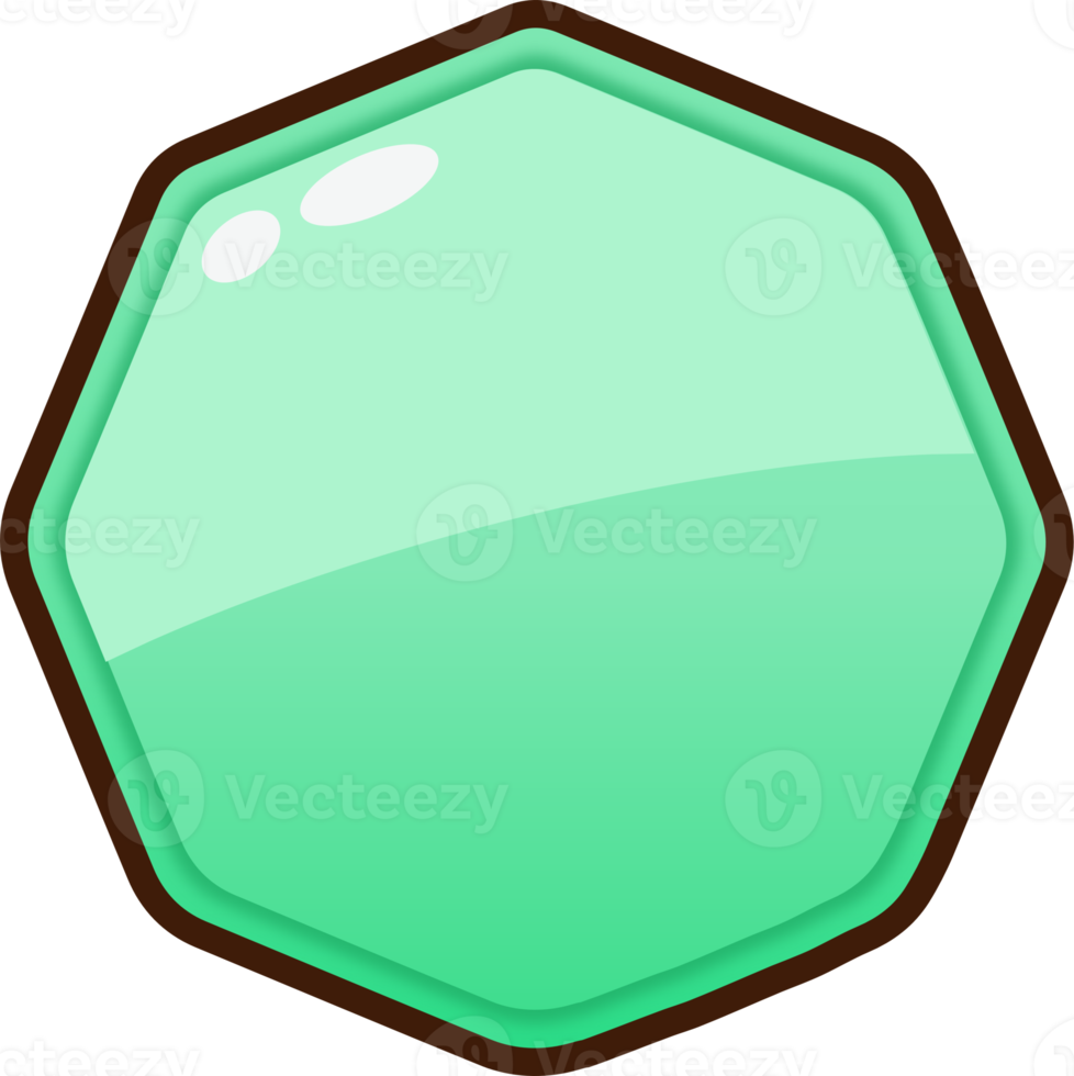 Green Cartoon Octagon Button png