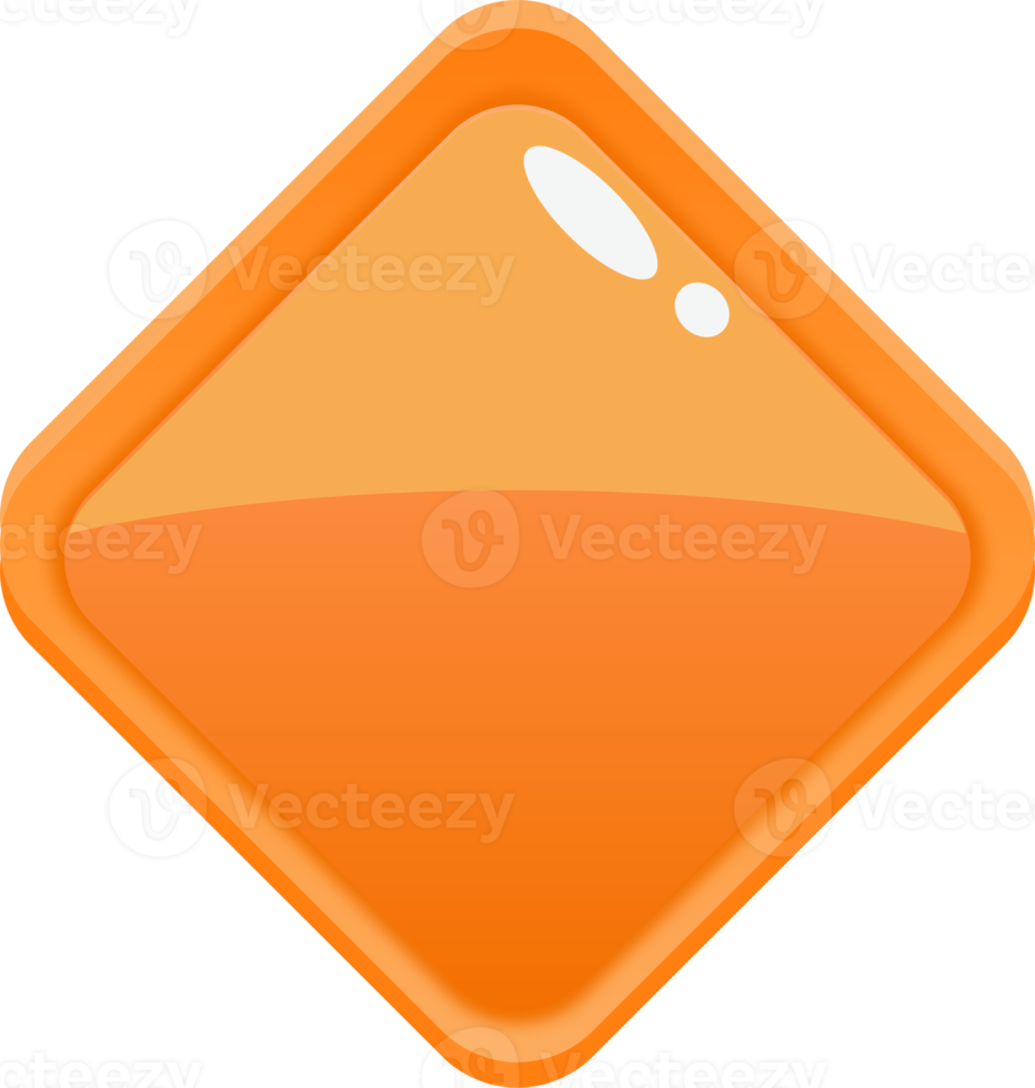 bouton losange dessin animé orange png