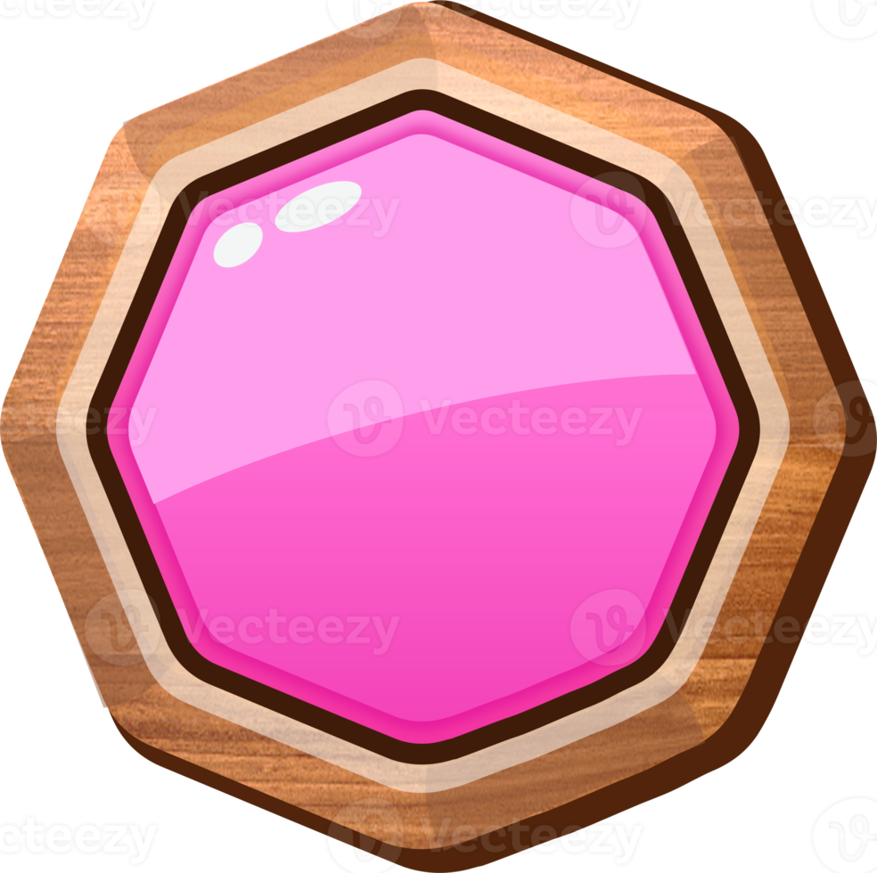 botão de madeira octógono de desenho rosa png
