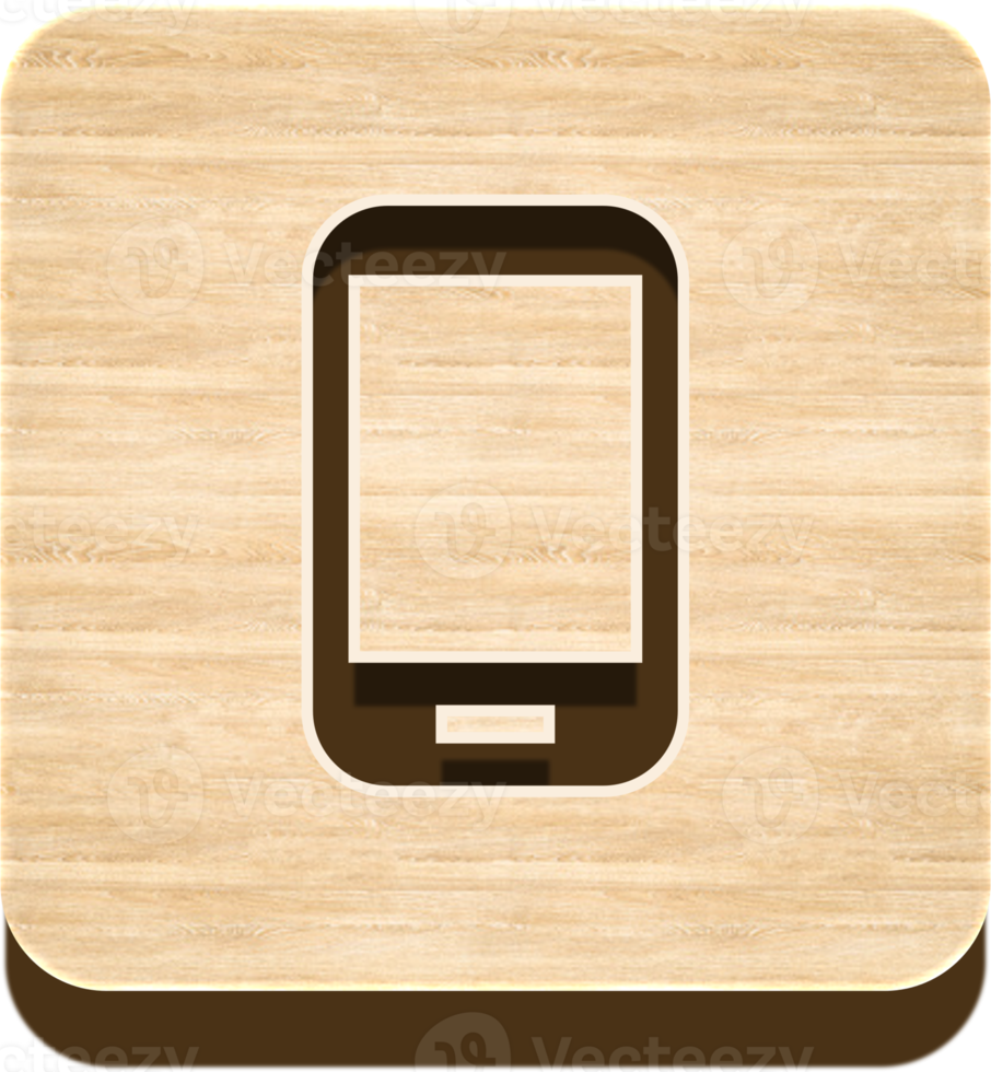 Handy-Taste aus Holz, Holz-Symbol png