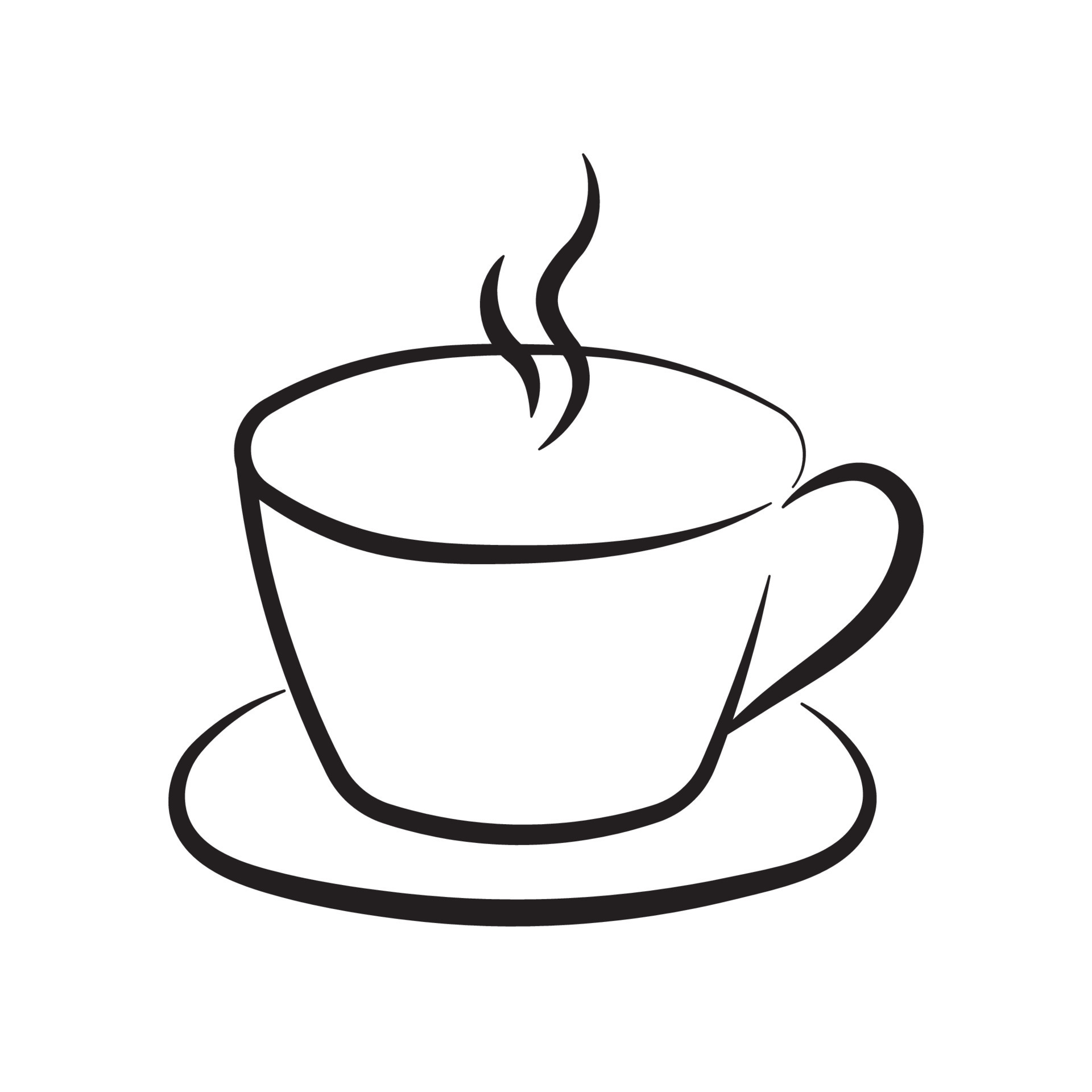 Black Line Cup of Coffee Icon Clipart Vector for International Coffee