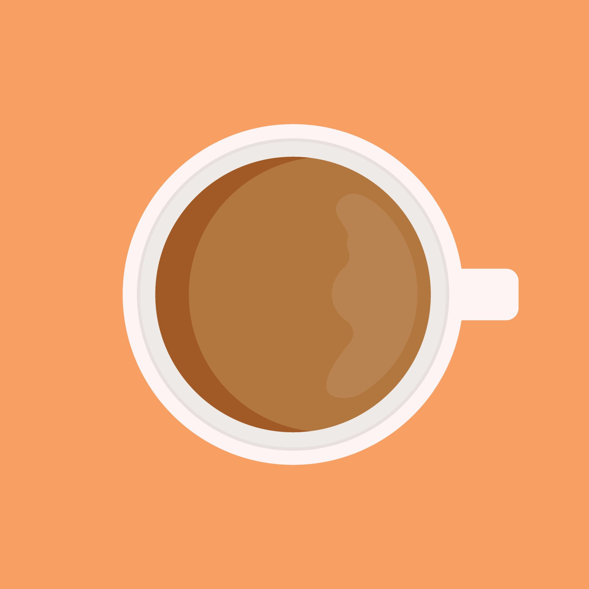 Animated Cup of Coffee Top View Icon Clipart with White Mug Vector