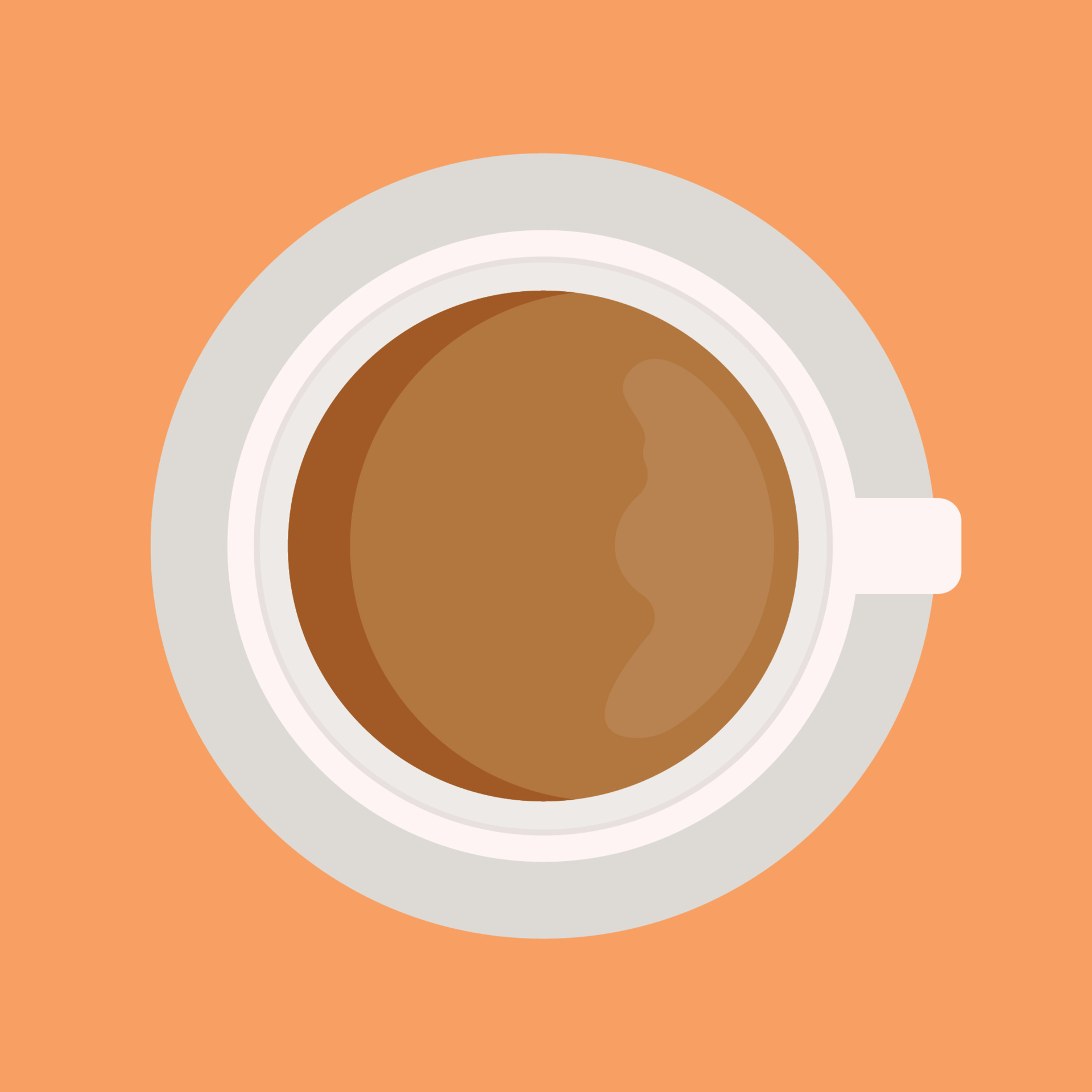 Animated Cup of Coffee Top View Icon Clipart with White Mug Vector
