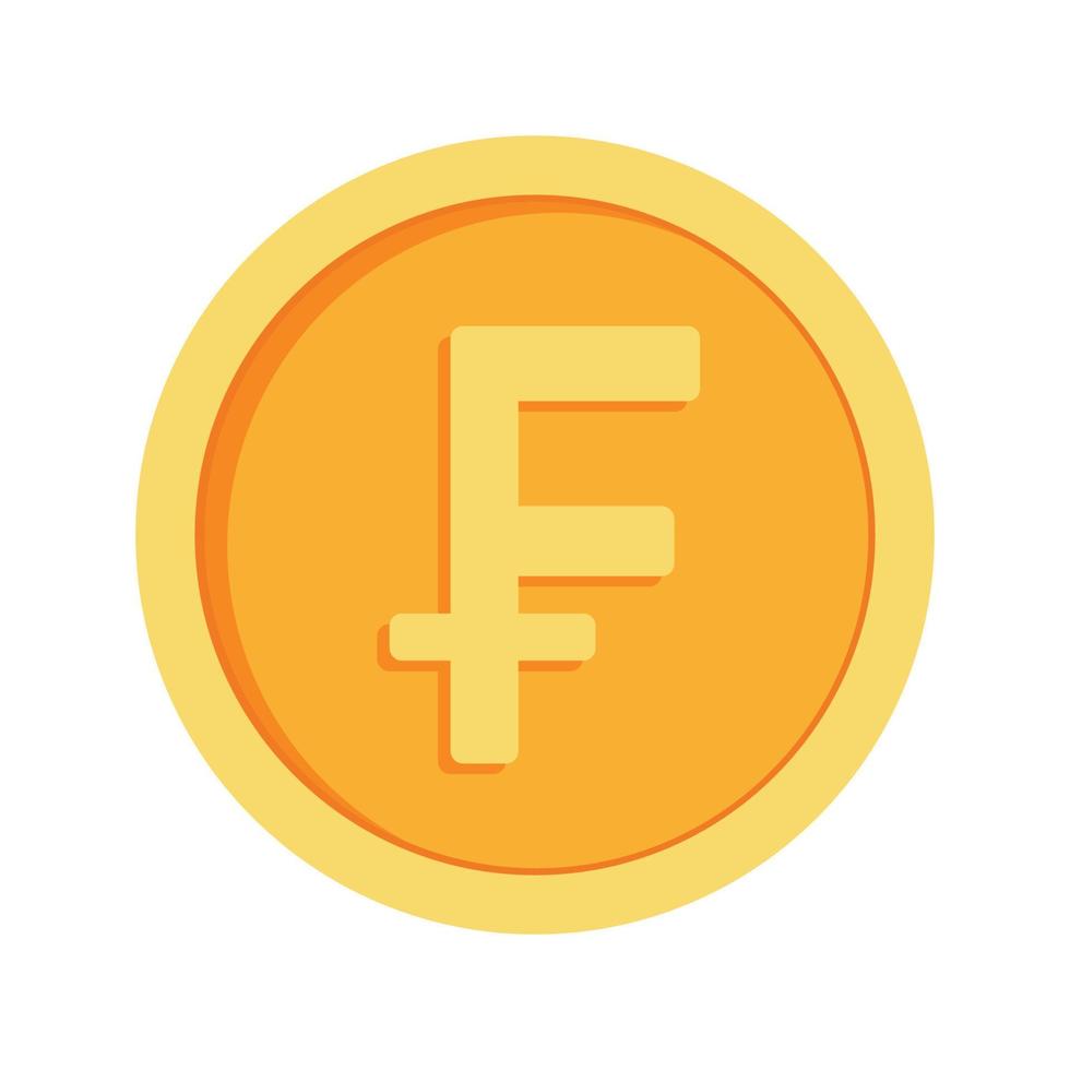 Swiss Franc Coin Icon Clipart for Business and Finance Money in Animated Elements Vector Illustration