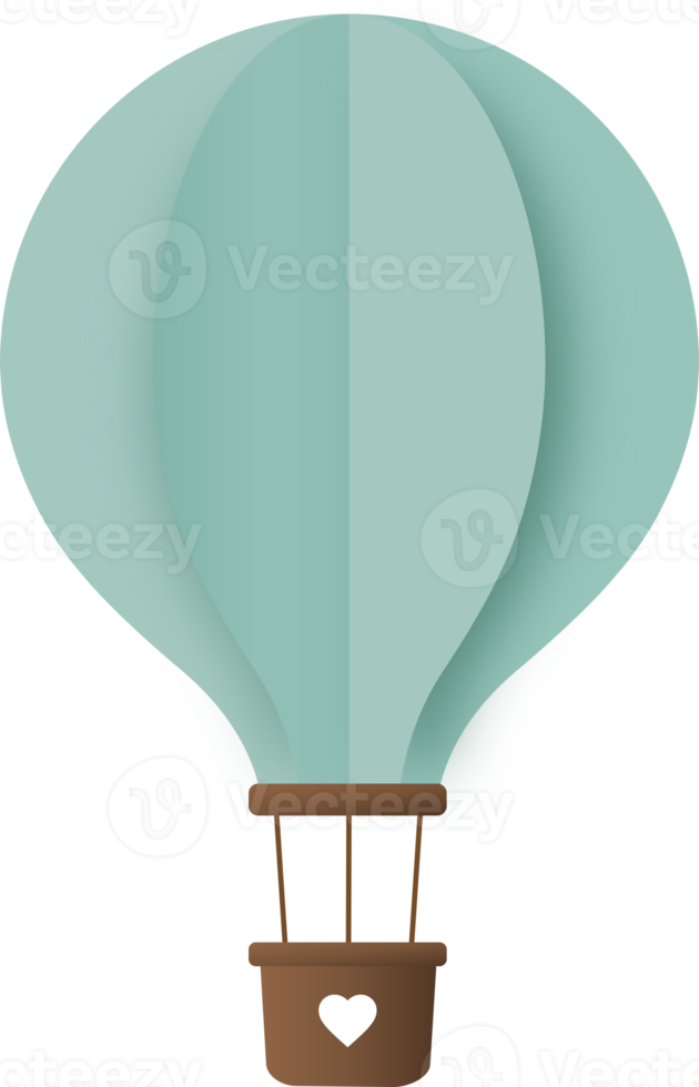 ballon à air chaud en papier turquoise, papier ballon à air chaud découpé png