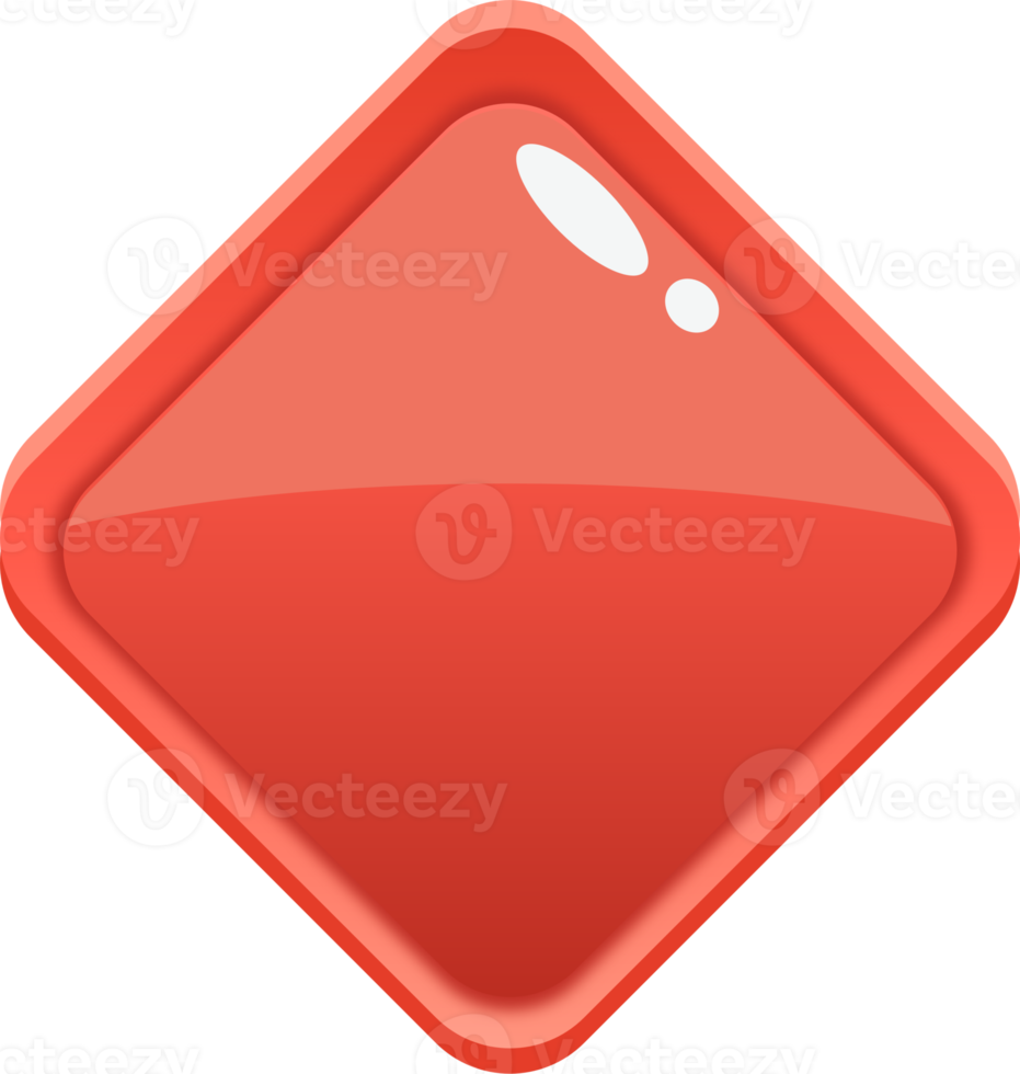 Red Cartoon Rhombus Button png