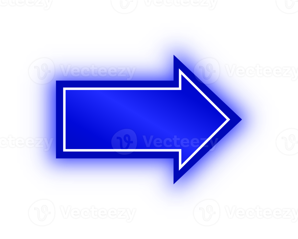 bannière de flèche bleue néon, flèche néon png