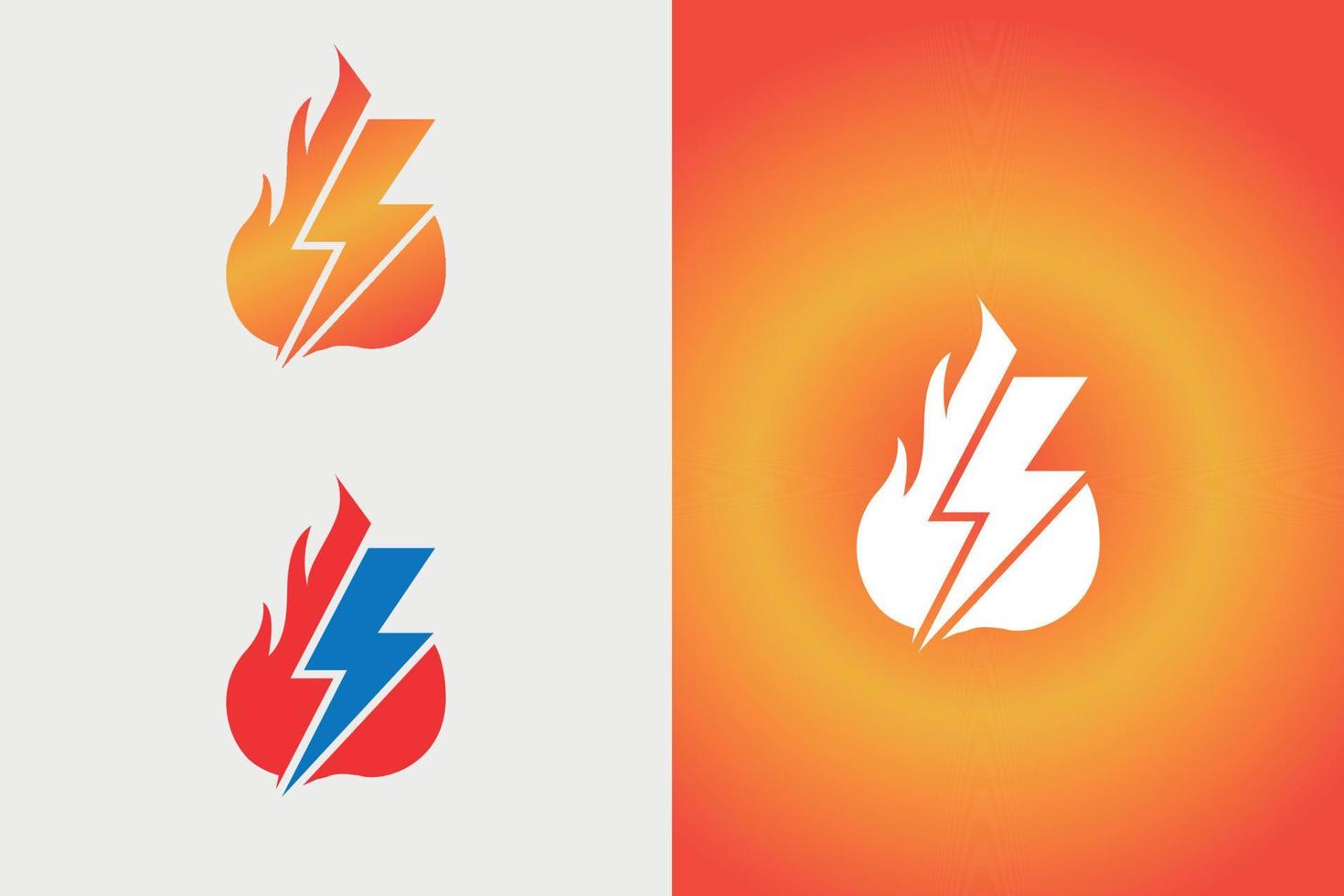 fire electric lightning logo design vector