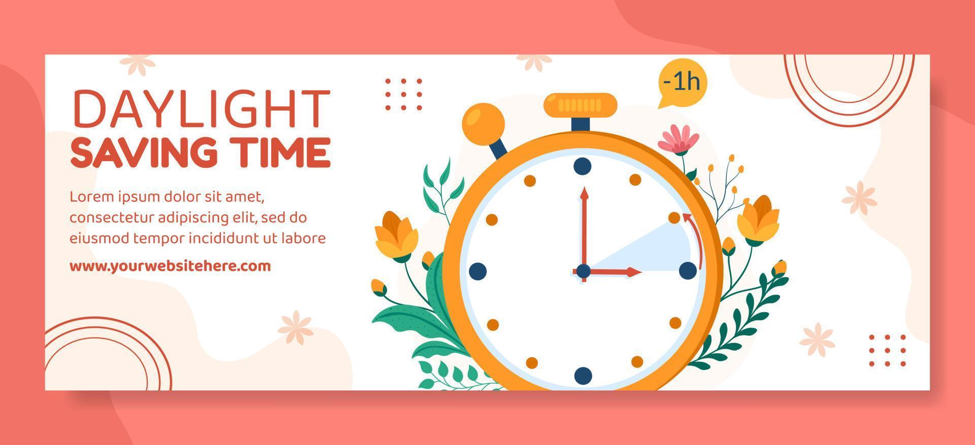 Daylight Savings Time Cover Template Hand Drawn Cartoon Flat Illustration vector