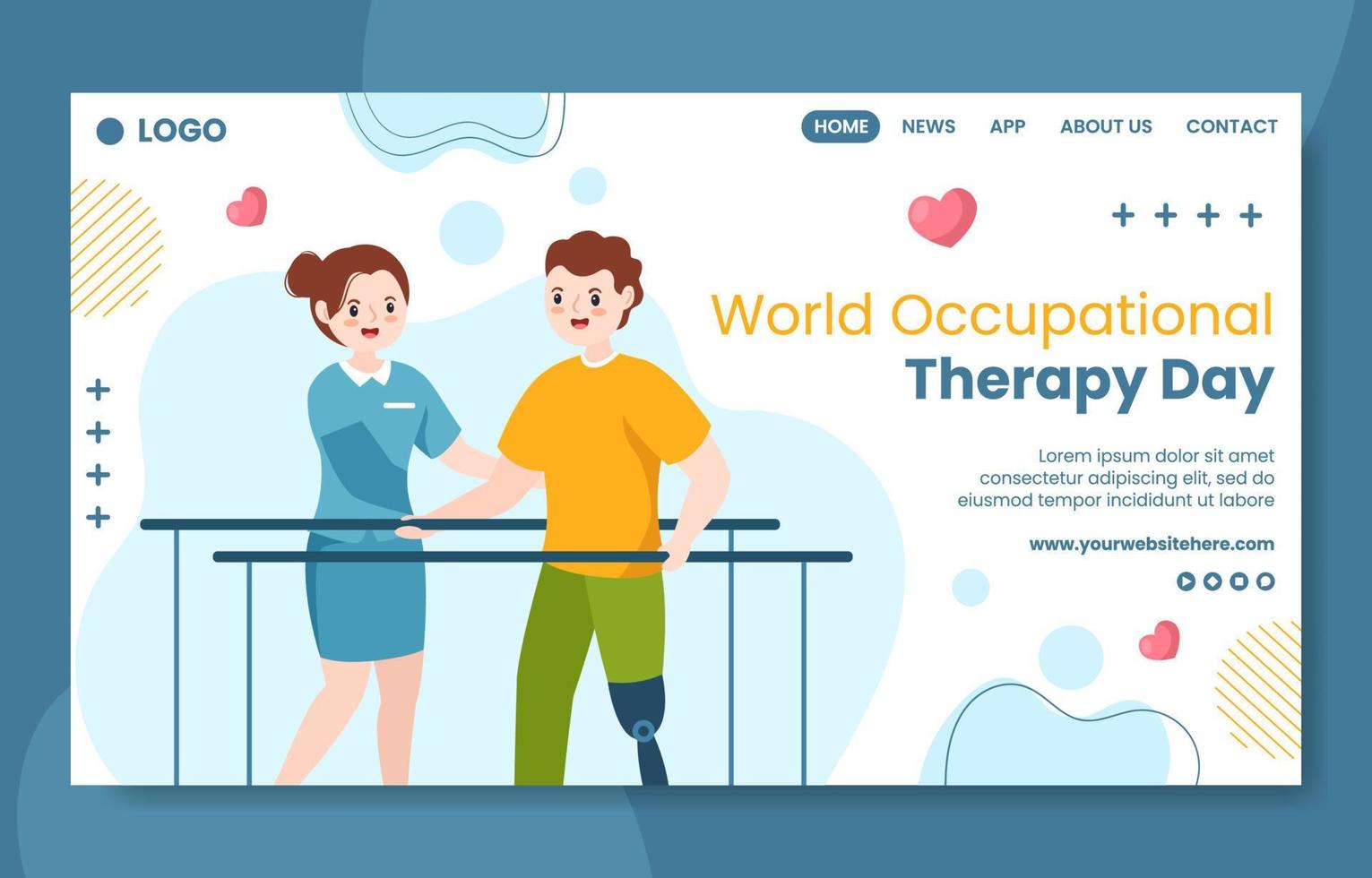 World Occupational Therapy Day Social Media Landing Page Template Hand Drawn Cartoon Illustration vector