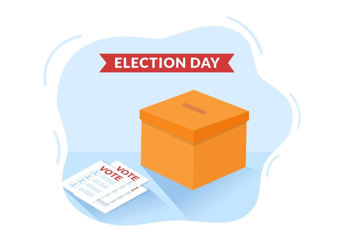 Election Day Political Hand Drawn Cartoon Flat Illustration with Voters Casting Ballots at Polling Place in United States Suitable for Poster or Campaign vector