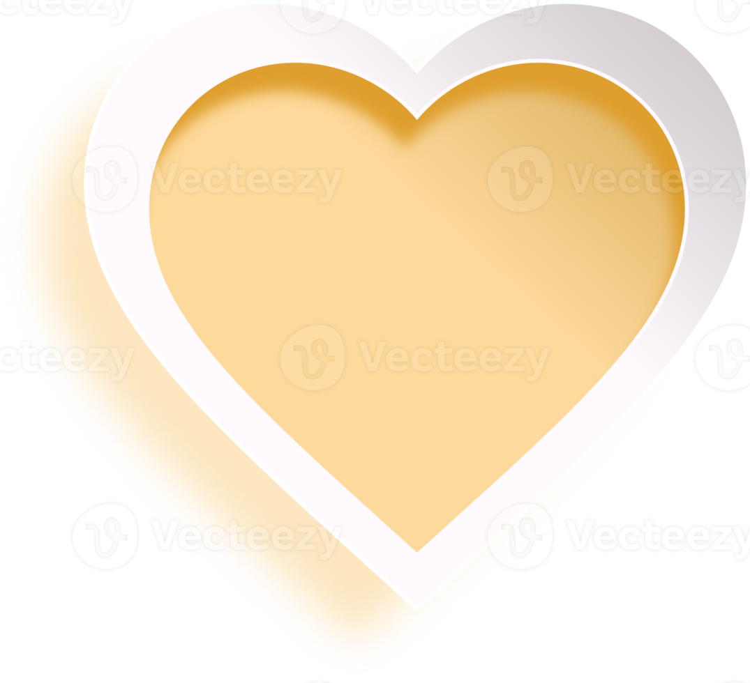 White And Yellow Heart Paper Cut Style 10983466 PNG