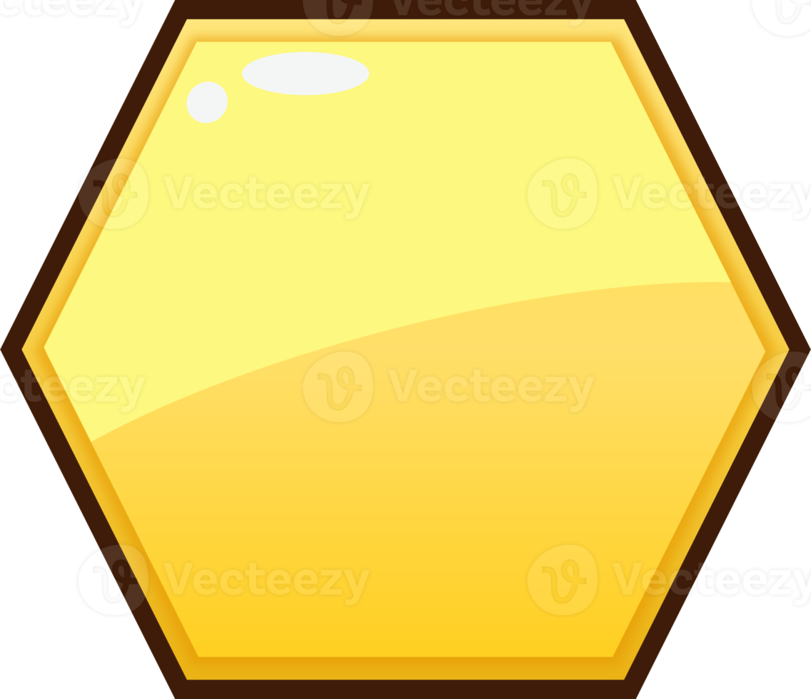 botón hexagonal amarillo de dibujos animados png