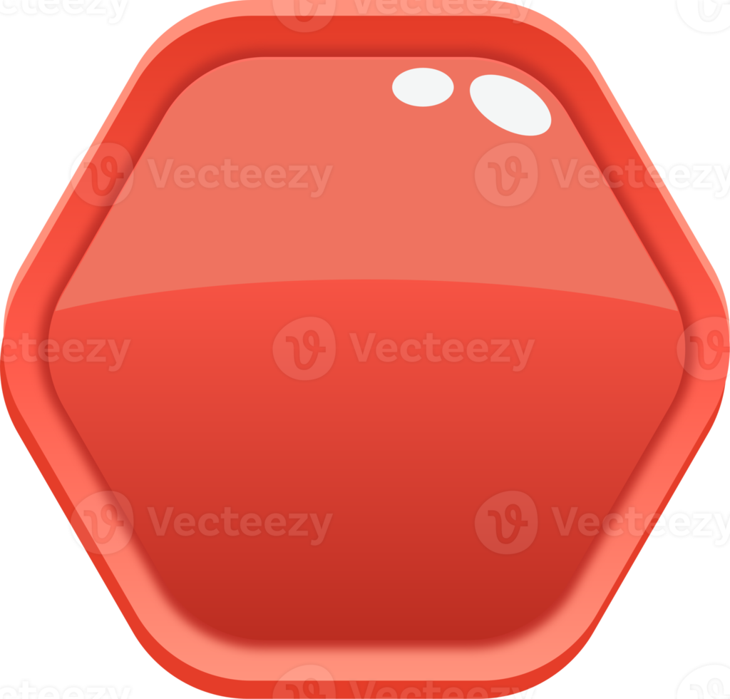 Red Cartoon Hexagon Button png