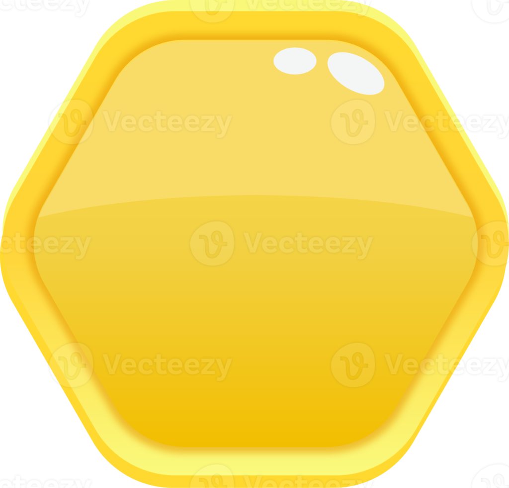 Yellow Cartoon Hexagon Button png